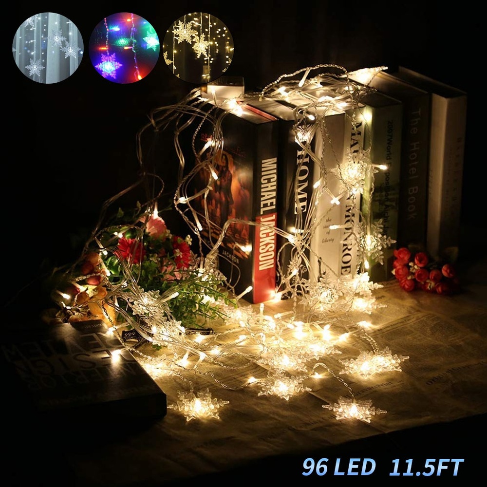 96 LED Snowflake Window Curtain Fairy String Light